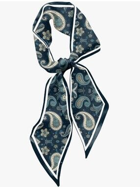 2 Pcs Teal Paisley Neck Scarf And Matching Bandana Scarf